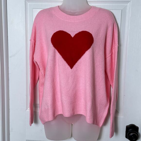 Vince Camuto Sweaters - NWT Vince Camuto Heart Intarsia Crewneck Pullover Sweater Valentine Pink
